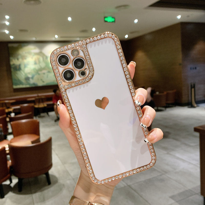 Wholesale TPU Rhinestone Heart Phone Case